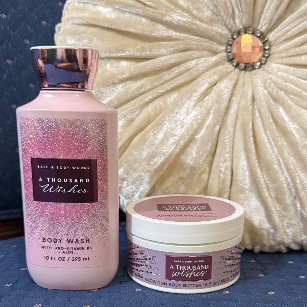 Bath & Body Works A Thousand Wishes Pink Body Wash & Glowtion Set